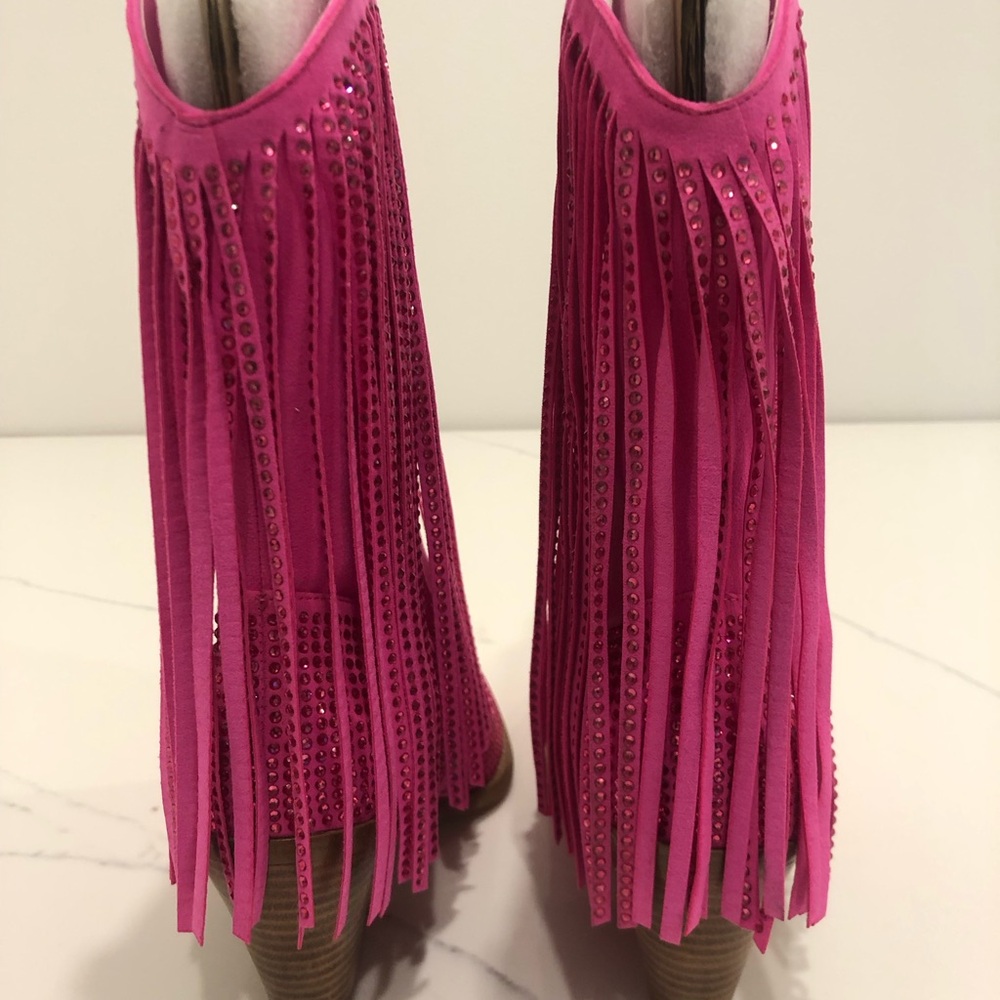 Jessica Simpson “Paredisa” Pink Fringe Heeled Boots. BRAND NEW. NEVER WORN. - Picture 8 of 8